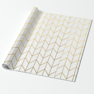 Geel goud Chevron White Modern Chic Cadeaupapier