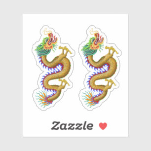 Geel/Goud-Chinese draak Sticker
