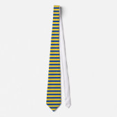 Geel goud en Royal Blue Horizontal Striped Stropda Stropdas (Voorkant)