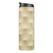 Geel goud en wit art-deco patroon. thermosbeker (Geroteerd rechts)