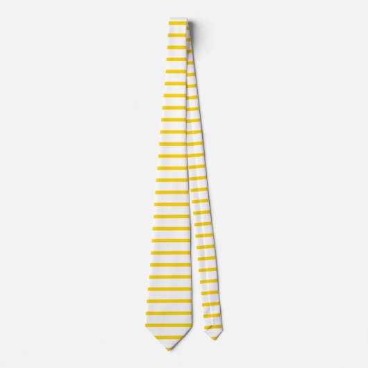 Geel-Goud en Wit horizontaal-Striped Stropdas (Voorkant)