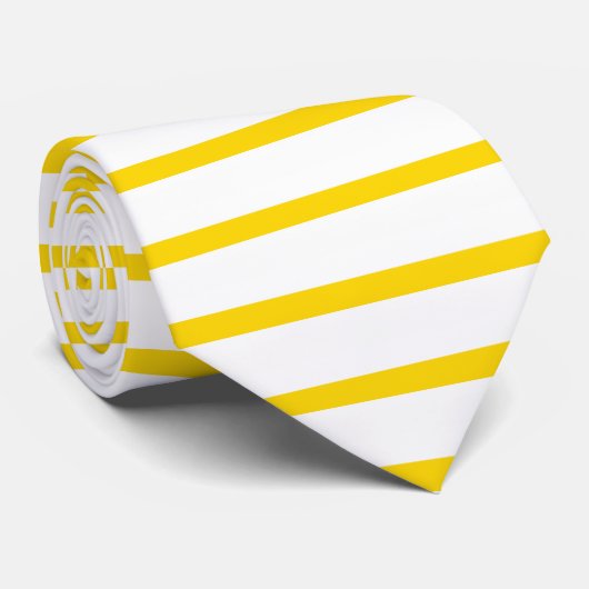 Geel-Goud en Wit horizontaal-Striped Stropdas (Opgerold)