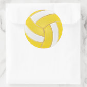 Geel, Goud en Wit Volleybal Ronde Sticker (Tas)