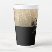 Geel Goud en Zwart Luxe Moderne Naam Latte Mok (Voorkant)