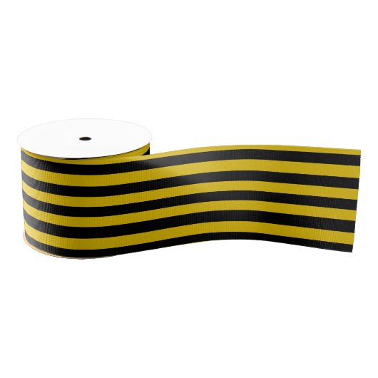 Geel goud en zwarte strips grosgrain lint (Spoel)