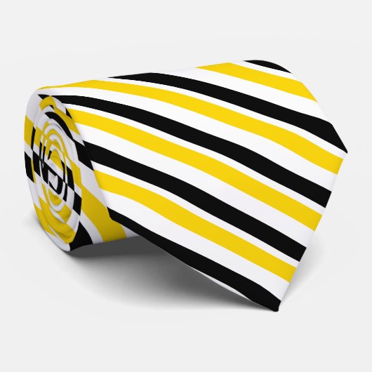 Geel goud en zwarte Stropdas van de Universiteit (Opgerold)