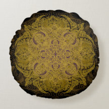 Geel goud Filigree Mehndi Mandala op zwart