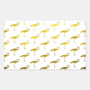 Geel goud Flamingo Faux Metallic Foil Tropical Rechthoekige Sticker