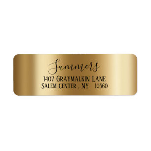 geel goud Geborsteld Metaal Script Adres Etiket