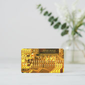 Geel Goud Gedrukt circuit board Aangepaste QR-code Visitekaartje (Staand voorkant)