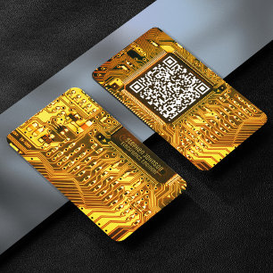 Geel Goud Gedrukt circuit board Aangepaste QR-code Visitekaartje