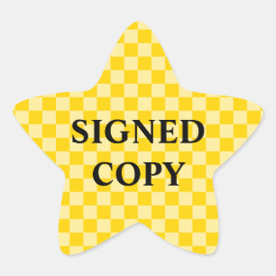 Geel Goud Geruit Ondertekend Kopie Ster Sticker