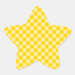 Geel Goud Geruit Ster Sticker