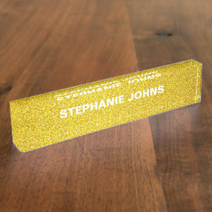 Geel goud Glitter Sparkle Monogram Naam Classy Naambordje