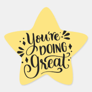 Geel Goud Je doet het Geweldig Studentenbeloning Ster Sticker