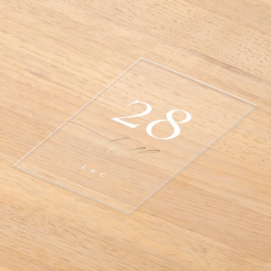 Geel Goud Kalligrafie Acryl Boog Tafelnummers Acryl Uitnodigingen (Laagn)