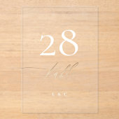 Geel Goud Kalligrafie Acryl Boog Tafelnummers Acryl Uitnodigingen (Voorkant)