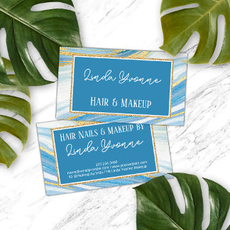 Geel Goud Licht Blauw Marmeren Agaat Art Patroon Visitekaartje