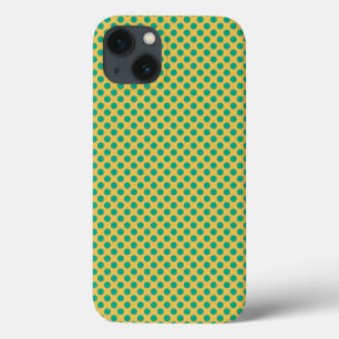 Geel goud met Emerald Green Polka Dots STaylor iPhone 13 Hoesje