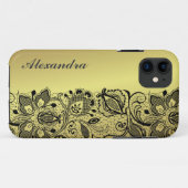 Geel Goud Metallic Design & Zwart Kant Case-Mate iPhone Case (Achterkant (horizontaal))