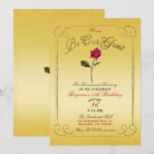 Geel Goud Rood Rose Beauty Verjaardagsfeest Kaart (Voorkant / Achterkant)