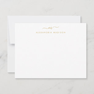 Geel Goud Script Monogram Chic Swash Stationery Notitiekaartje