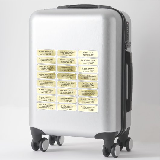 Geel Goud Waterverf Script Gast Adresetiketten Sticker (Koffer)