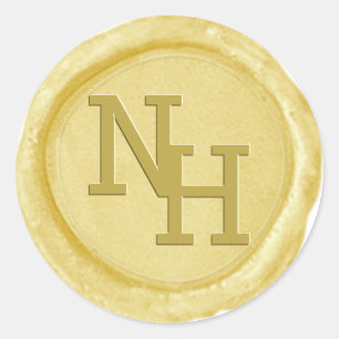 Geel Goud Wax Seal Monogram Initialen Sticker