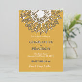 Geel Goud Zonnebloem Bruiloft Folie Uitnodiging (Staand Voorkant)