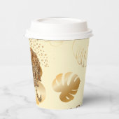 Geel goudblad bladluippapierbekertje. papieren bekers (Links)