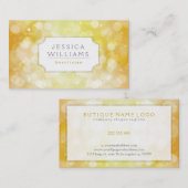 Geel gouden bokeh glitter en sparkles visitekaartje (Voorkant / Achterkant)