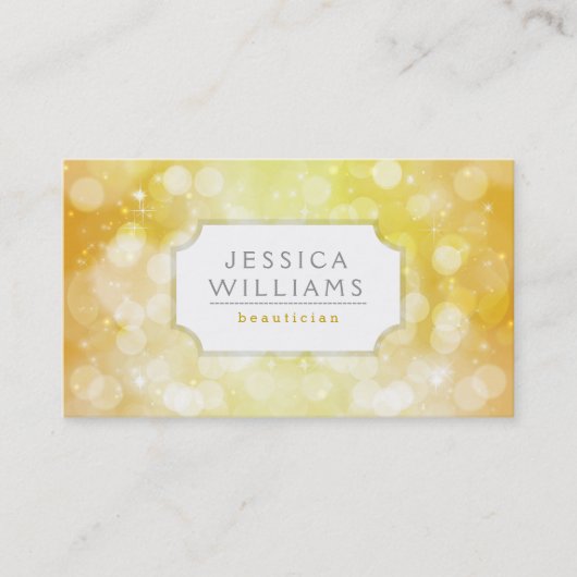 Geel gouden bokeh glitter en sparkles visitekaartje (Voorkant)
