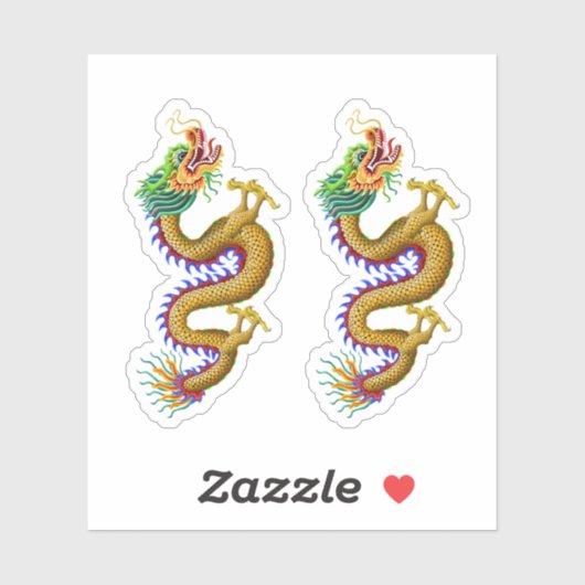 Geel/Gouden Chinese Draak Sticker (Vel)