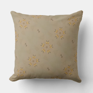 Geel gouden eierpatroon paaseieren bijtend beige kussen