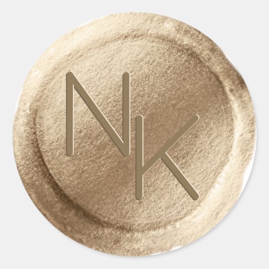 Geel Gouden Folie Wax Seal Initiaal Envelop Sticke Ronde Sticker (Voorkant)