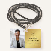 Geel gouden foto-ID Kaart met aangepaste Logo Badge (Voorkant met draagriem)