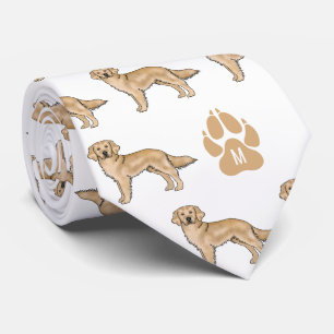 Geel Gouden Retriever Patroon Custom Monogram Stropdas