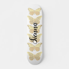 Geel Gouden Sparkle Vlinders Gepersonaliseerd Skateboard