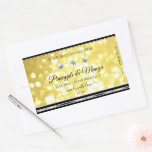 Geel goudglitter Product Labels diamanten zilver