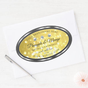 Geel goudglitter Product Labels diamanten zilver