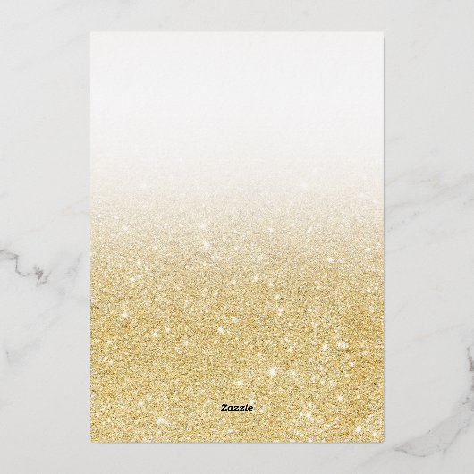 Geel goudglitter wit ombre script bedankt u folie uitnodiging (Achterkant)