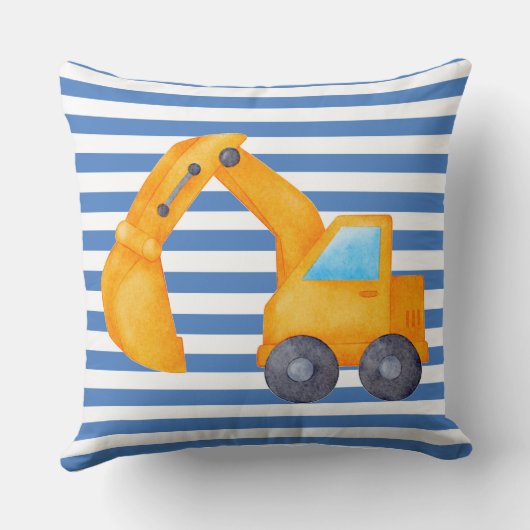 Geel Graafmachine Vierkant Kussen (Achterkant)