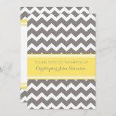 Geel Gray Chevron Baptism Uitnodiging (Voorkant / Achterkant)