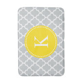Geel Grijs Aangepast Monogram Quatrefoil Patroon Badmat (Voorkant Verticaal)