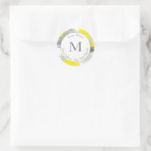 Geel grijs Abstract penseellabel Ronde Sticker (Tas)