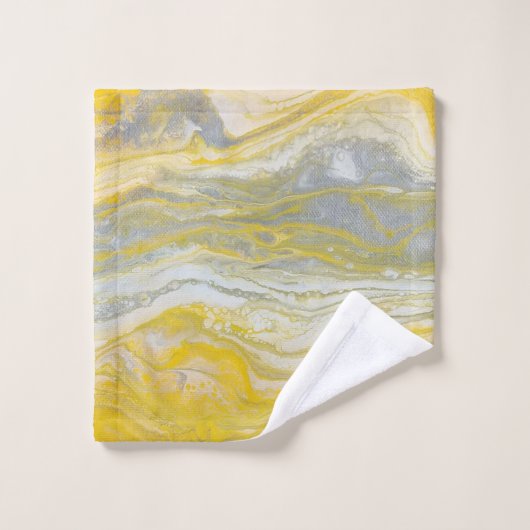 Geel & Grijs Abstracte Badkamer Handdoek Set (Wasdoekje)