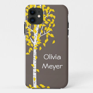 Geel grijs Aspen Tree iPhone case