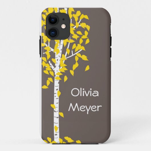 Geel grijs Aspen Tree iPhone case (Achterkant)