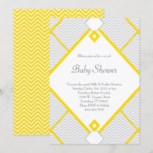 Geel & Grijs Baby shower Gecoöpteerd Genderneutraa Kaart