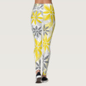 Geel grijs bloemig grafisch patroon leggings (Achterkant)